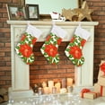 thumbnail image 7 of Poinsettia Flowers Christmas Stockings Christmas Christmas Presonalized Large Stocking Sock, Set of 1 Xmas Party Winter Decor Candy Bag Family Holiday Gift, 17.7 Inch, 7 of 7