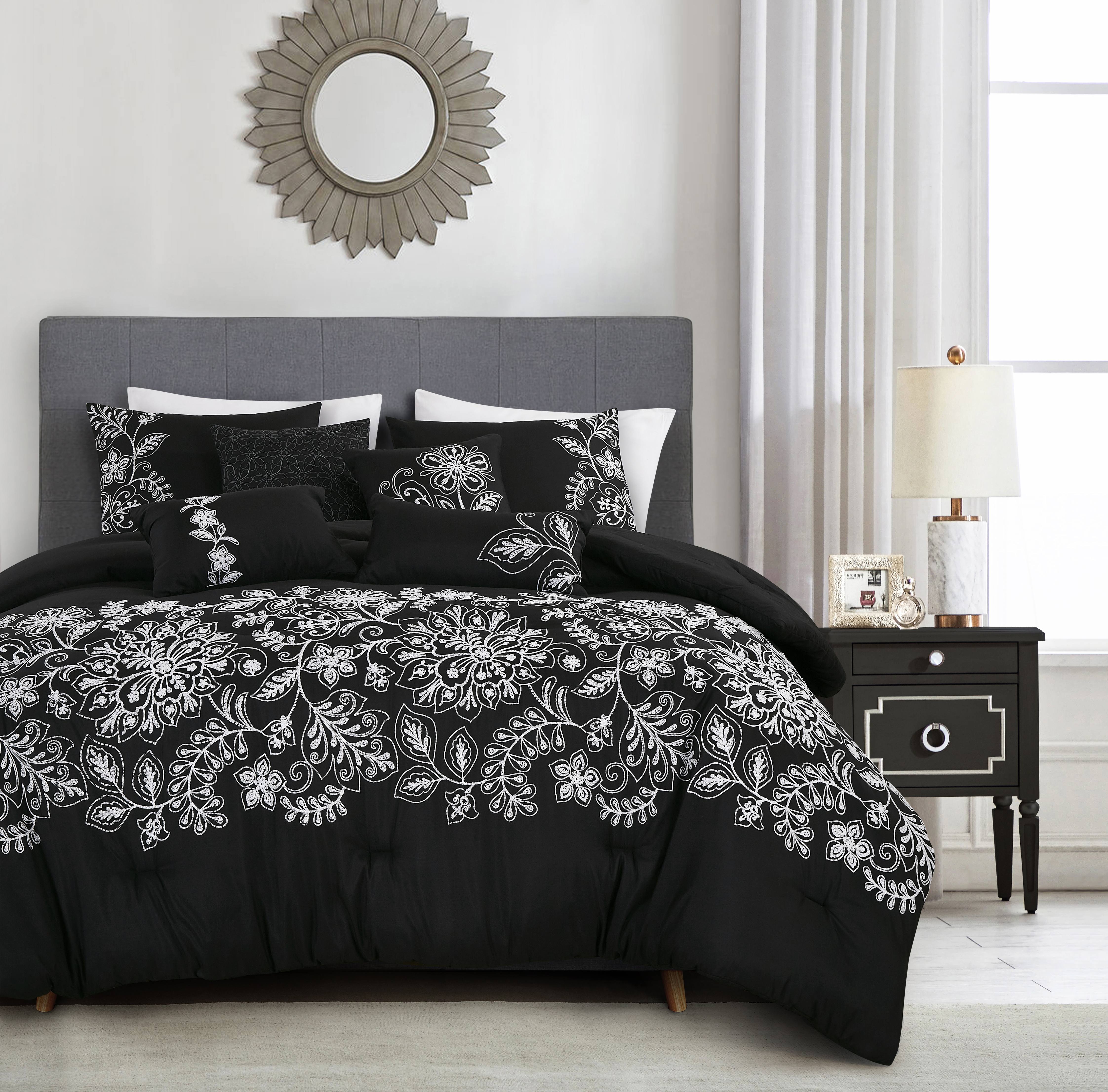 EvJk 7-Piece Luxury Comforter Set, Couture-Level Embroidery, King