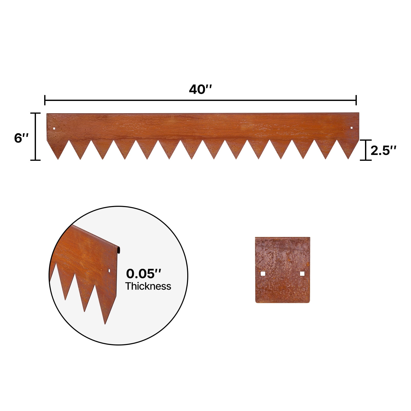 KFFKFF Corten Steel Landscape Edging, 6-Pack 40 x 6 Inch Metal Edging for Landscaping with 8 Connectors, Flexible Metal Garden Border for Flower Beds, Pathways, and Outdoor Spaces