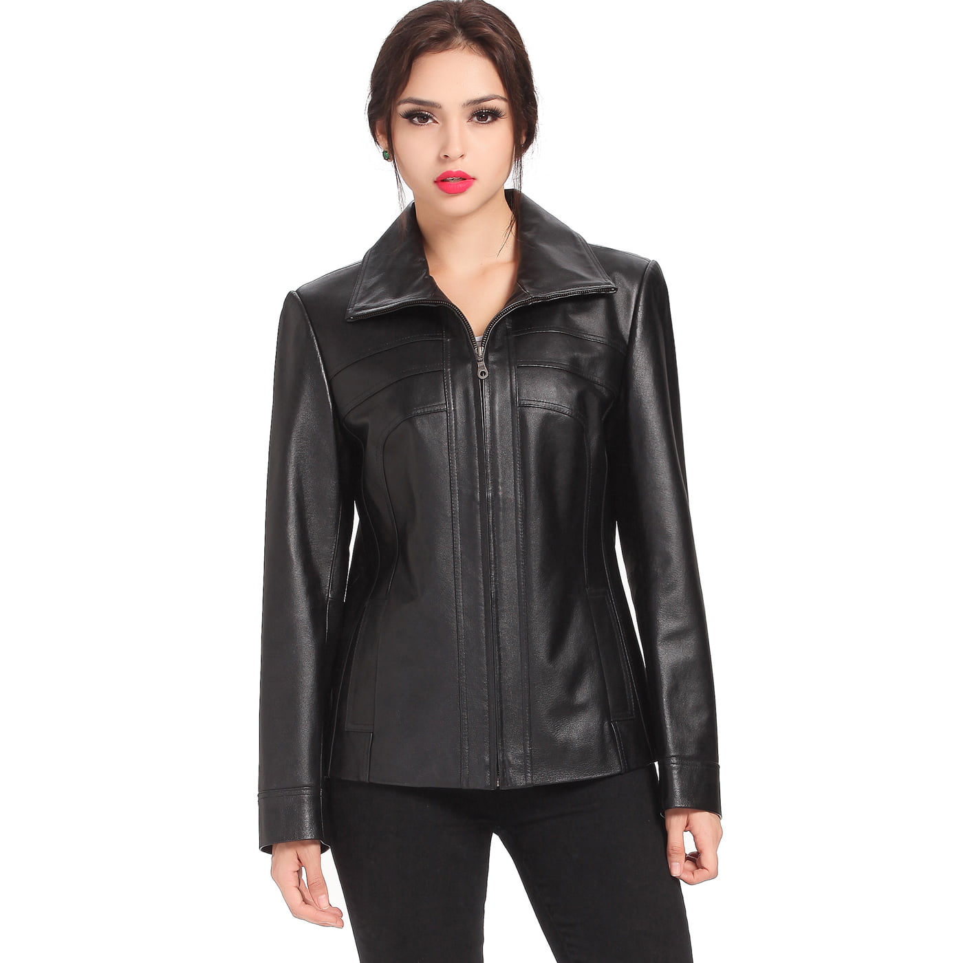 BGSD Womens Miranda Lambskin Leather Jacket Regular and Plus Size and Short 