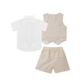 thumbnail image 2 of LiiYii Toddler Baby Boys Vest Shirt Short Set Wedding Gentleman Suit Outfit Tuxedo Formal Suit Beige 70, 2 of 6