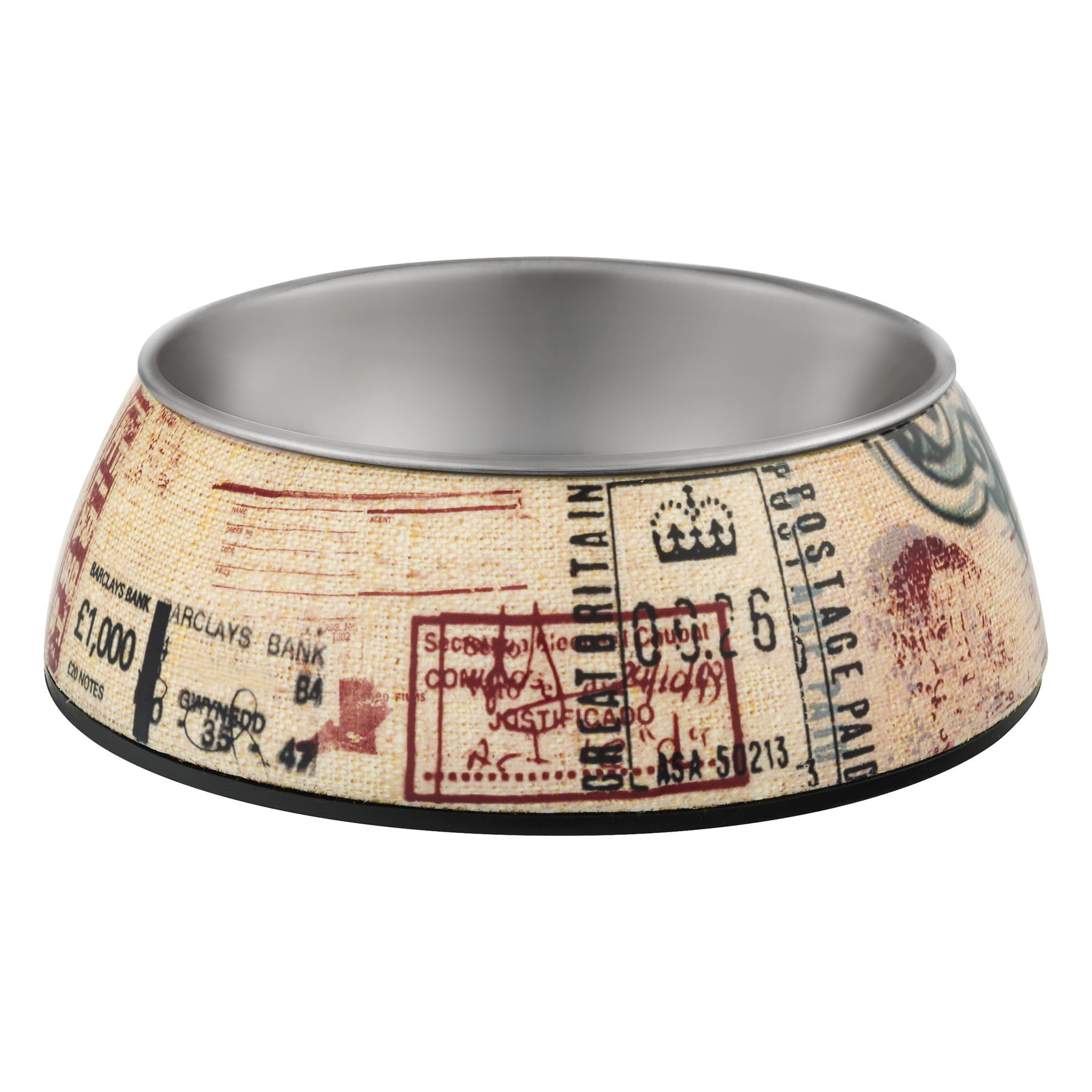 Loving Pets Corsa Pet Bowl For Dogs, Medium Size, Inferno Orange - Stainless Steel Interior With Non-Slip Rubber Base