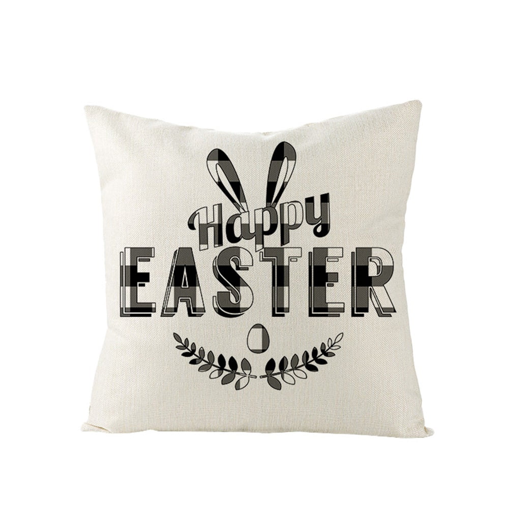 Yesfashion Happy Easter Throw Pillow Covers Black and White Buffalo