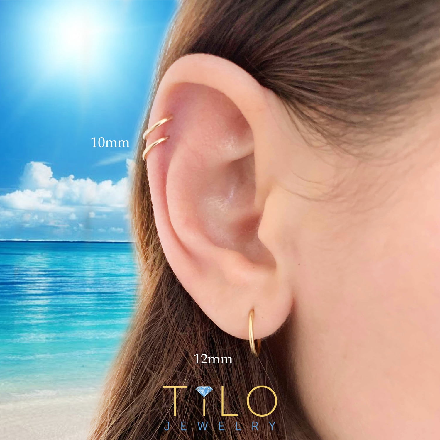 Set of 4! Tilo Jewelry 925 Sterling Silver Endless Hoop Earrings for Women, Men, Unisex