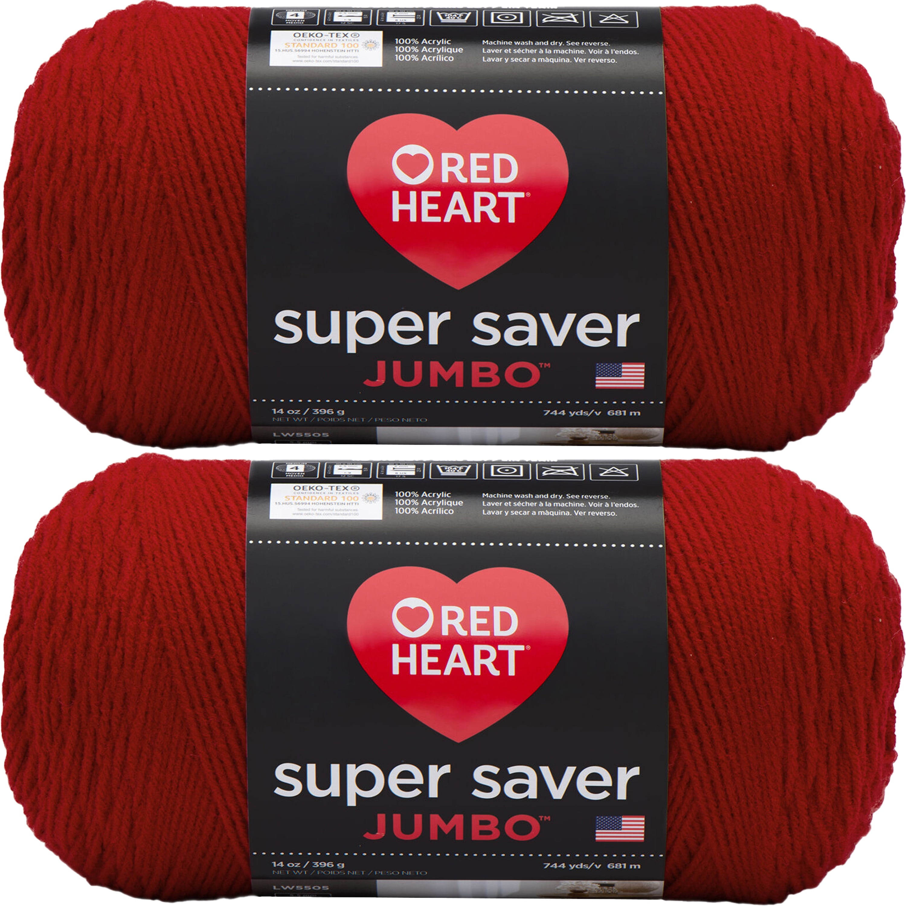 Red Heart Super Saver Yarn-Cherry Red, Multipack Of 2