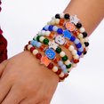 thumbnail image 4 of PISONIC Halloween Bracelets Pumpkin Bat Spider Ghost Charms Stretch Beaded Bracelets for Women Men Stackable Halloween Festival Party Jewelry, 4 of 6