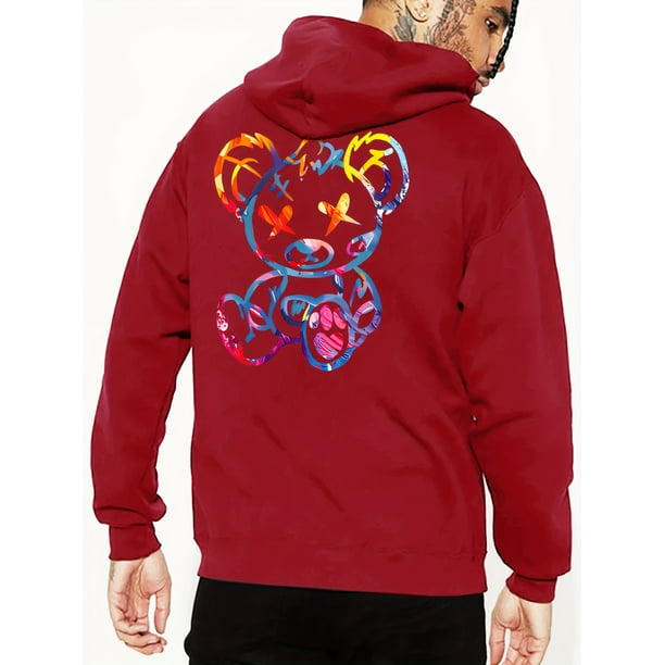 Sudadera con capucha con estampado de muneca de oso de dibujos animados sudaderas con capucha geniales para hombres sudadera con capucha de diseno