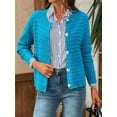 thumbnail image 2 of Women'S Knit Cardigan Sweaters Casual Long Sleeve Open Front Button Down Trendy Jackets Outerwear  Blue S, 2 of 7