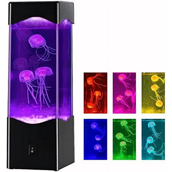 Jellyfish Lava Lamp,Multi-Color Jellyfish Aquarium Tank Lamp,USB Powered Aquarium Night Light,Virtual Ocean Decorative Lamp for Room Office Desktop,Gift for Kids Girls Boys Aults Teens (Black)