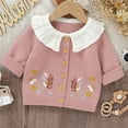 thumbnail image 2 of Generic Baby Girl Knit Cardigan Sweater Embroidery Doll Collar Knitwear Coat Toddler Fall Winter Clothes Baby Girl Autumn and Winter Knitted Cardigan Sweater, 2 of 5