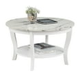 thumbnail image 3 of Convenience Concepts American Heritage Round Coffee Table with Shelf, White Faux Marble/White, 3 of 5