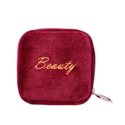 Mightlink Cosmetic Bag Embroidery Letter Flannel Easphone Lipstick Storage Organizer Sanitary Napkin Bag for Shopping