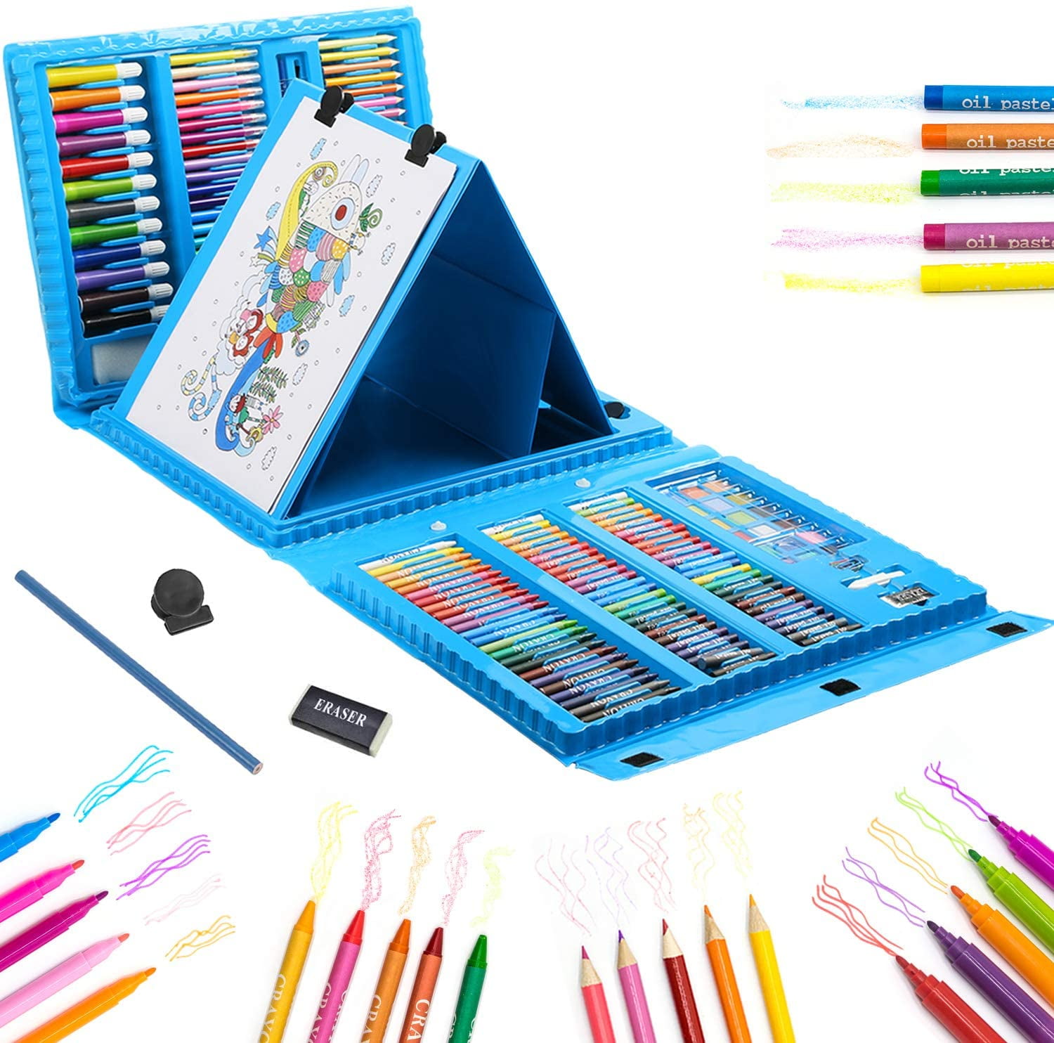 208 Pieces Art Set Kids Art Supplies Coloring Case Kit Painting