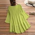 thumbnail image 4 of LowProfile Button Down Shirts for Women Casual Long Sleeve T-Shirt Quarter Plus Three Size Vintage V-Neck Lace Ruffled Linen Blouse Tops Green XL, 4 of 4