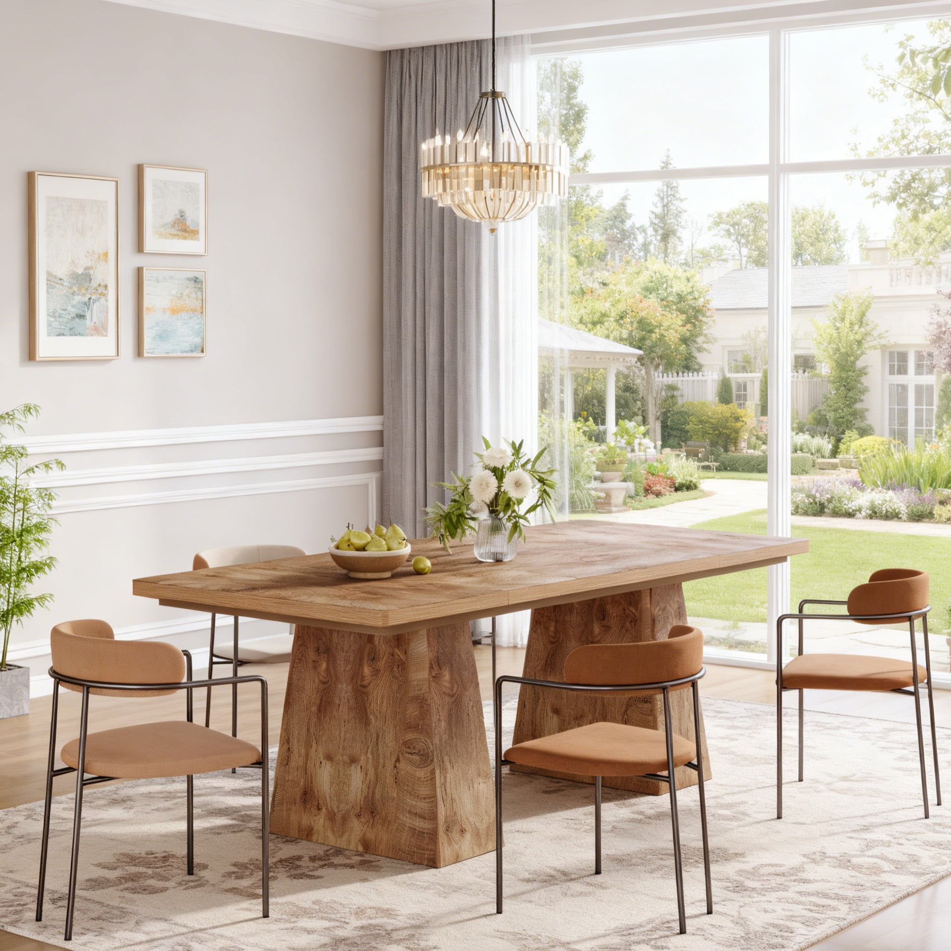 Fnova 63" Executive Desk, Dining Table for 6 People, Modern Farmhouse Wooden Kitchen Table, Large Office Computer Desk for Home Office (Chairs Not Included)