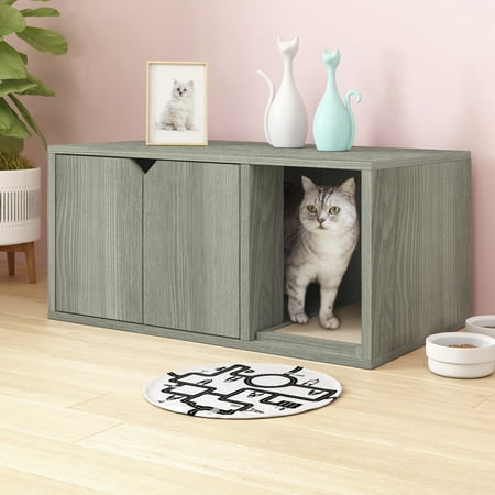UPC: 0819767015871 | WAY BASICS Cat Litter Box Enclosure Modern Pet House  London Grey
