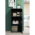 thumbnail image 3 of Pemberly Row Wood Bookcase with 3 Door/3 Shelf in Black, 3 of 5