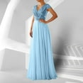 thumbnail image 3 of ZQUUVOU Women's Sequin Formal Gown Sleeveless V Neck Sparkly Party Dress Evening Loose Summer Maxi Dresses Light Blue, 3 of 8