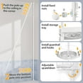 thumbnail image 6 of 360 °   Rotating Corner Shower Caddy Tension Pole Organizer - 4-Tier Adjustable Rustproof Metal Pole, Plastic Shelves with Safety Guardrail, Bathroom Storage for Shower & Bathtub(White), 6 of 8