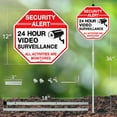 thumbnail image 3 of Faittoo Security Video Surveillance Sign - 2-Pack 12"x12" Reflective Rust-Free Aluminum, 36" Outdoor Stake, Red/Black/White, 3 of 7