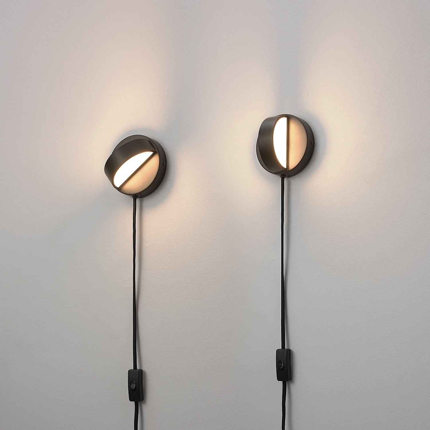 Globe Electric 4.75" Matte Black LED Integrated Plug-in or Hardwire Indoor Wall Sconce (2-pack)