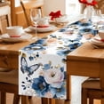 thumbnail image 5 of Vintage Blue Floral Table Runner 120 Inches, Farmhouse Watercolor Flower Butterflies Bed Runner Dresser Scarves Tabletop for Indoor Outdoor Parties/Ceremony/Banquet, 13"x 120", 5 of 8