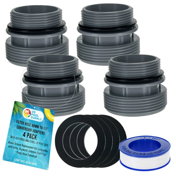 U.S. Pool Supply Pool Hose 40mm to 1.5" Hose Conversion Adapters 4560, Pack of 4 - Above Ground Replacement Kit Compatible with Intex, Hayward, Coleman Pool Filter Pump Hose Connector
