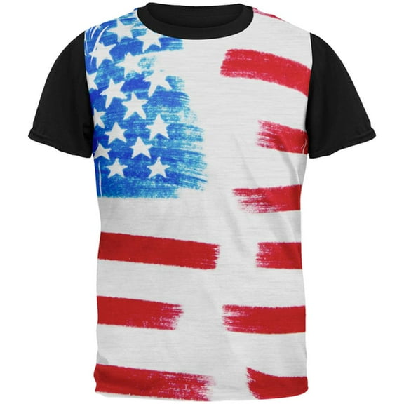 4th of July Color Me American All Over Mens Black Back T Shirt Multi MD