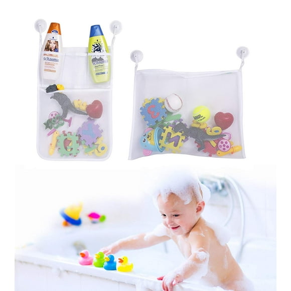 YOPTOP Bath Toy Organizer, Bath Toy Holder Storage Bags Mesh Shower Caddy Organizer Set with 4 Suction Cup Hooks and 2 Bath Toy Nets Bathroom Shower Organizerfor Kids, Toddlers and Adults
