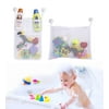 2PCS Kids Bath Toys Organizer & Toy Holder | Mesh Shower Caddy Organizer Set with 4 Anti-Slip Suction Cups | Bathroom Shower Organizer for Toys, Shampoo & Soap | Bath Toy Storage & Tub Organizer