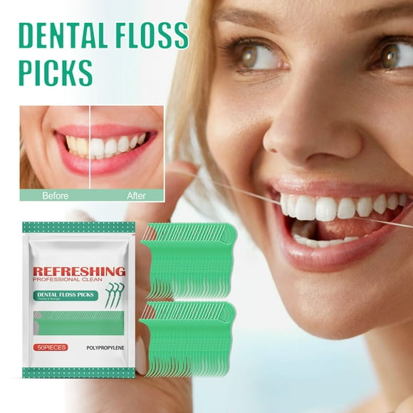 pstuiky Dental Floss Picks 50 Interdental Brushes Dual-Use Floss Sticks Picks Picks Interdental Brush Portable Oral Tooth Clean Floss For Oral Cleaning Sale