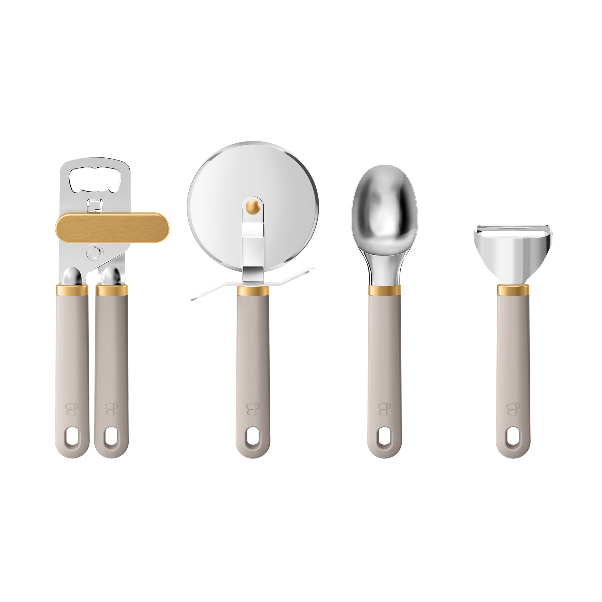 Beautiful by Drew Barrymore 4-Piece Kitchen Gadget Set, Porcini Taupe
