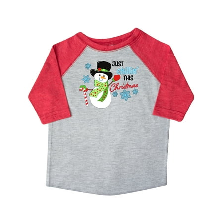

Inktastic Just Chillin This Christmas Fun Snowman in Top Hat Gift Toddler Boy or Toddler Girl T-Shirt