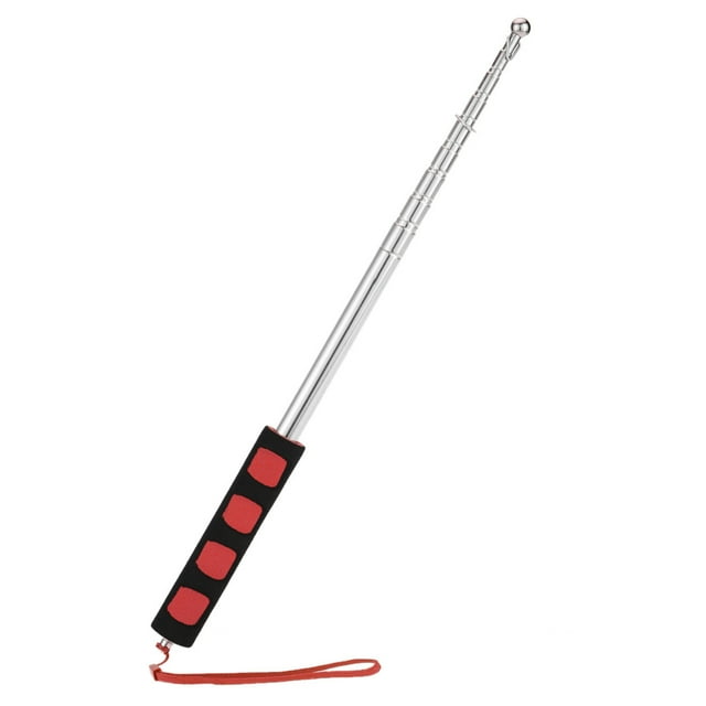 Stainless Steel Telescopic Flag Pole, 2m/6.6ft Extendable Handheld Flagpole with Comfort Grip & 2 Hanging Rings, Portable for School Teaching, Tour Guiding, Parades, Stadium Events, Parties,