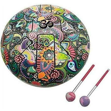 India Meets India OM Tongue Drum Tank Drum Steel Percussion Hangpan Drum Hand drum Musical Instrument with Bag and Mallets Stick (7 Inch, Multicolor)