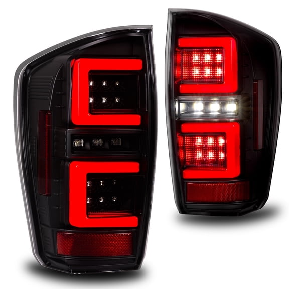 TRUE MODS Smoked Full LED Tail Light Assembly Replacement for 2016-2023 Toyota Tacoma [DOT] SR SR5 TRD Sport Off-Road Limited Pro Custom Aftermarket Rear Brake Stop Reverse Turn Signal Taillight Bulb