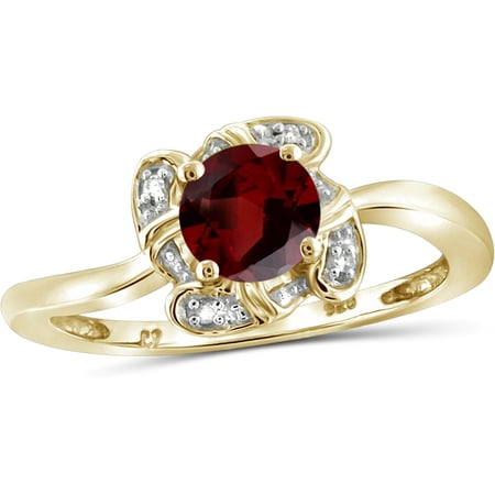 JewelersClub 3/4 Carat T.G.W. Garnet And White Diamond Accent 14kt Gold Over Silver Ring