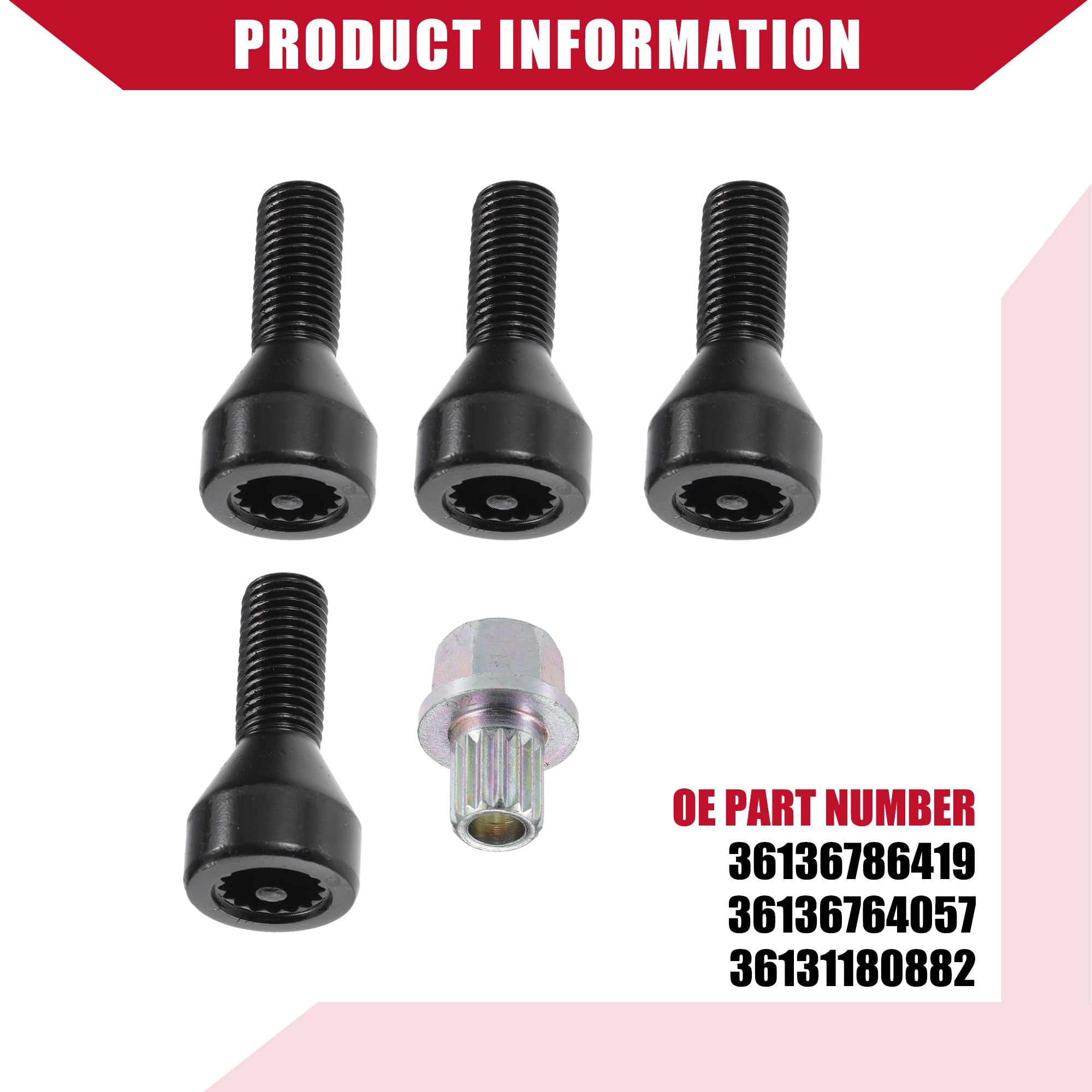 Unique Bargains Wheel Lock Set Lug Nuts Bolts for BMW 528i 1978-1987 and Z4 2003-2008