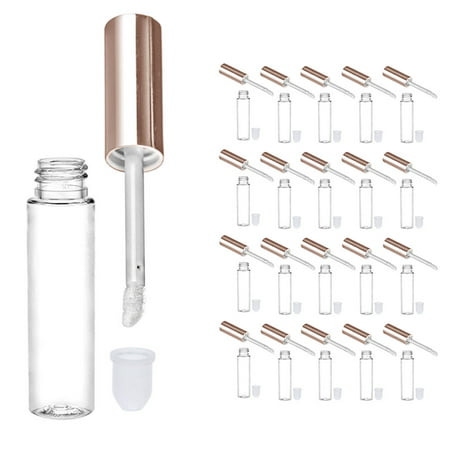 20 Plastic PET Lip Gloss Bottles 10ML Balm Container Clear Stopper Rose Gold