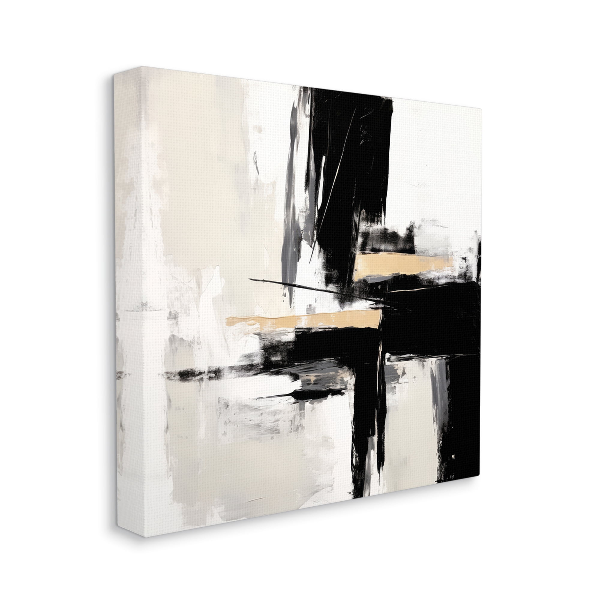 Stupell Industries Chaotic Black Abstract Abstract Painting Gallery Wrapped Canvas Art Print Wall Art, 30 x 30