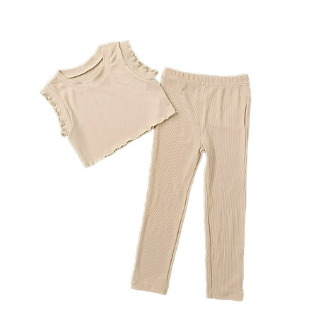 

ZIZOCWA Crop Top Skirt Outfits Kids Toddler Baby Girls Spring Summer Solid Ribbed Cotton Sleevlesse Tops Pants Outfits Clothes Baby Boy Set Baby Stuff for Girls Baby Christmas Headband Girl Outfits