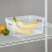 Mainstays Medium Open Bin, Clear Plastic Scoop-Front Easy Access Storage Bin, 8 Pack