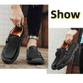 thumbnail image 5 of Men's Casual Leather Shoes Loafers Slip Walking Comfortable Breathable Driving Lightweight Men Oxford Slip-On Shoes Black 6.5 US, 5 of 7