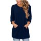 thumbnail image 2 of Neewe Womens Classic Plain Tops 3/4 Sleeve Shirts Round Neck Loose Casual Blouses Long Pullover with Pocket Daily Outfits, 2 of 6