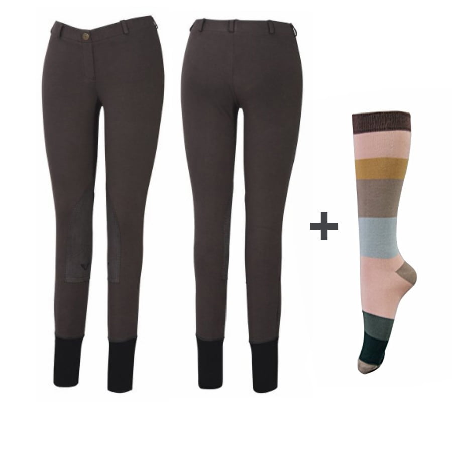 TuffRider Women Starter Lowrise Pull On Breeches with FREE Boot Socks