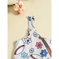 thumbnail image 6 of Suealasg Toddler Girls Baseball Rompers Jumpsuit Sleeveless Baseball Print Bell Bottom Overalls 1T 2T 3T 4T 5T Kids Little Girls Summer Clothes, 6 of 8