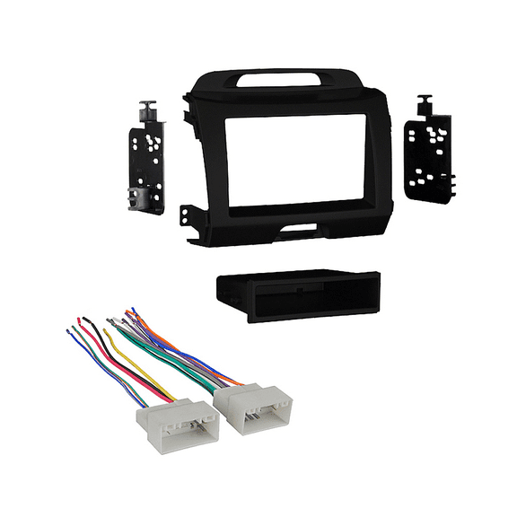 Fits Kia Sportage 11-14 Single DIN Harness Radio Install Kit - Charcoal Dash
