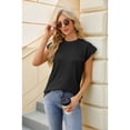 thumbnail image 2 of XCHQRTI Womens Textured Cap Sleeve Tshirt Dressy Trendy Summer Shirt Casual Basic Short Sleeve Tops, 2 of 9