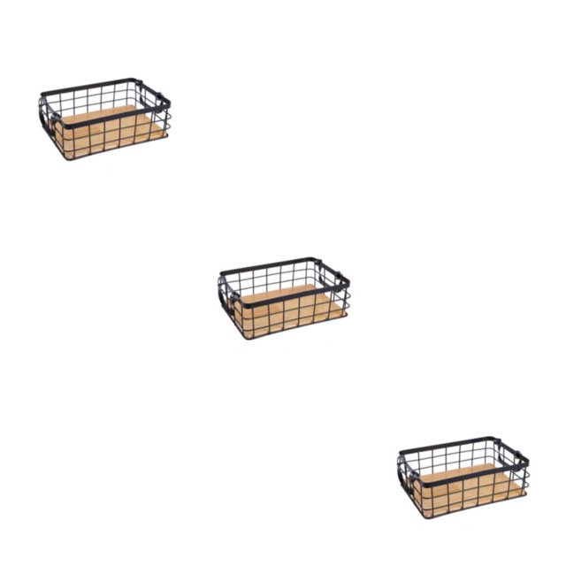 Inteprter Cesta de alambre, estante de almacenamiento de escritorio de rejilla, multiusos con asas, organizador de baño, estantes, marco, Type2 NO2