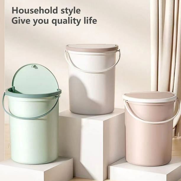 Waroomhouse Trash Can with Handle Wall Mounted Press Design Selfadhesive Wide Open Semi